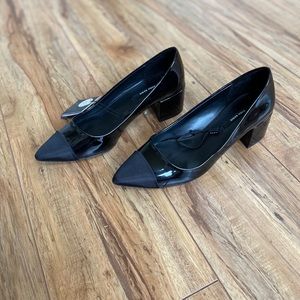 Zara Black Cap-Toed Block Heel, size 36, NWT